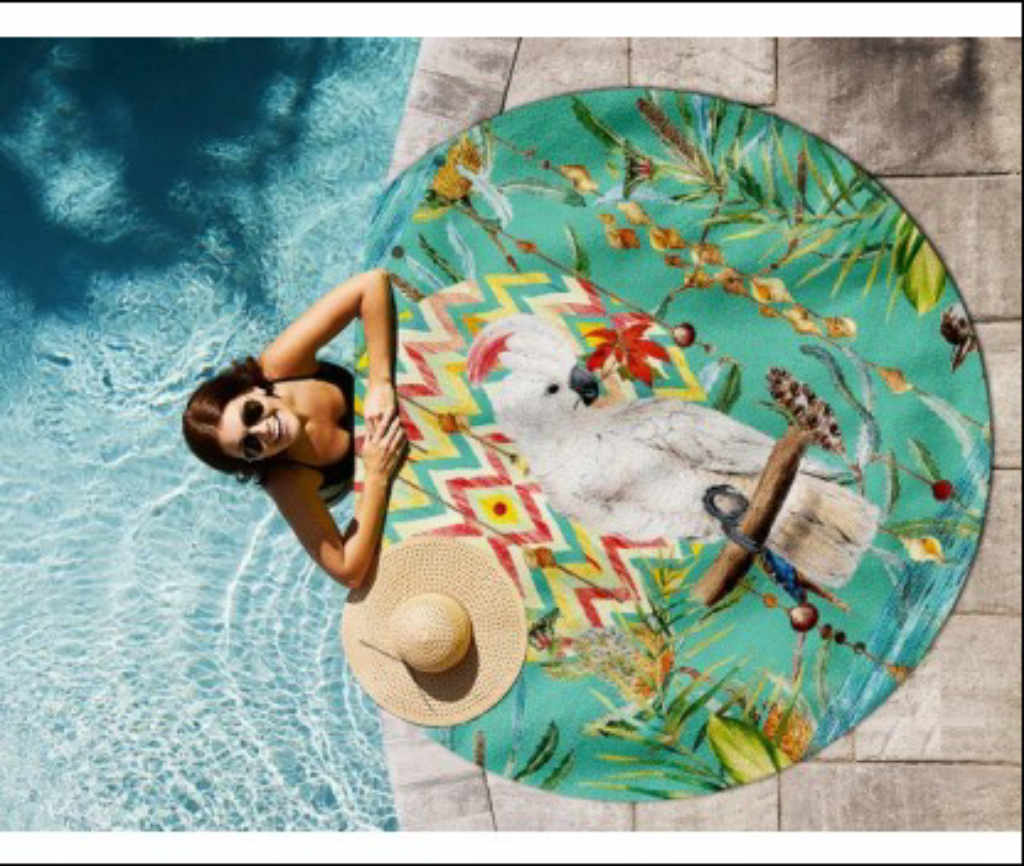 Кръгла плажна кърпа Тропик от 100% памук