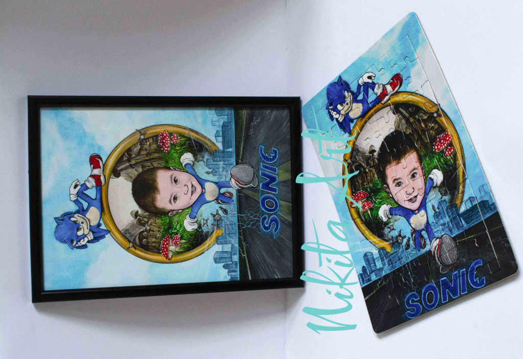 Пъзел с карикатура ръчно рисувана